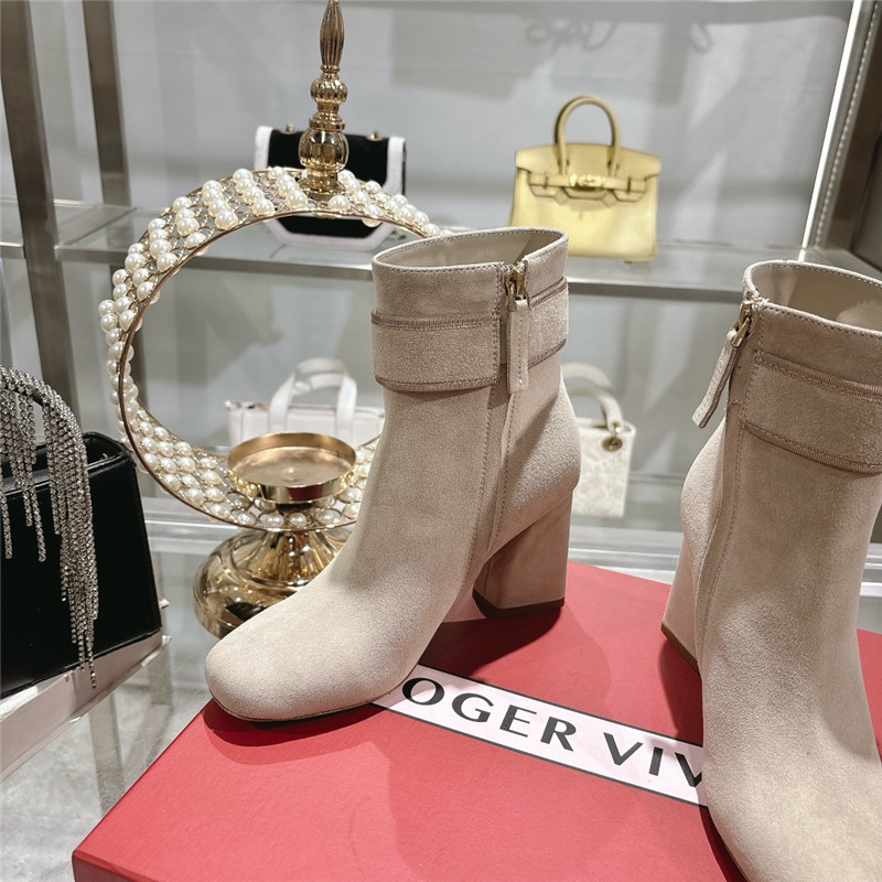 Roger Vivier Suede Buckle Ankle Booties