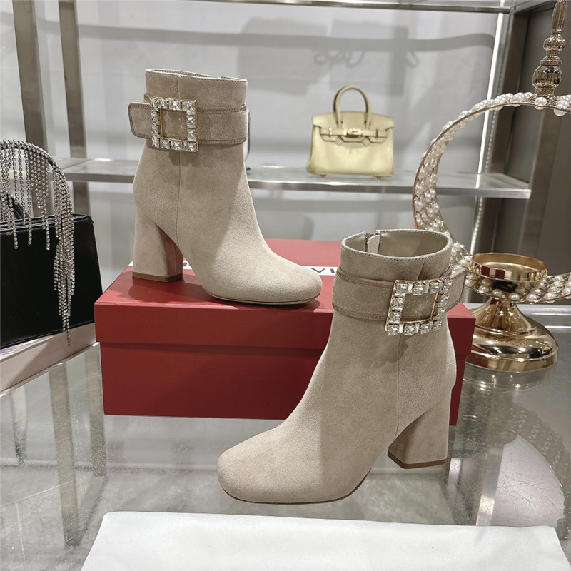 Roger Vivier Suede Buckle Ankle Booties