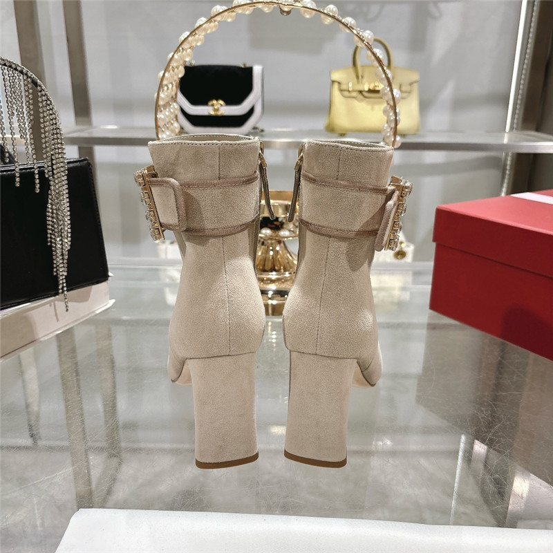 Roger Vivier Suede Buckle Ankle Booties