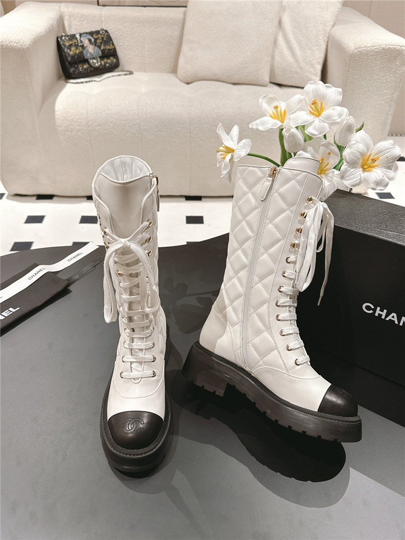 Ch**el lace up platform high boots