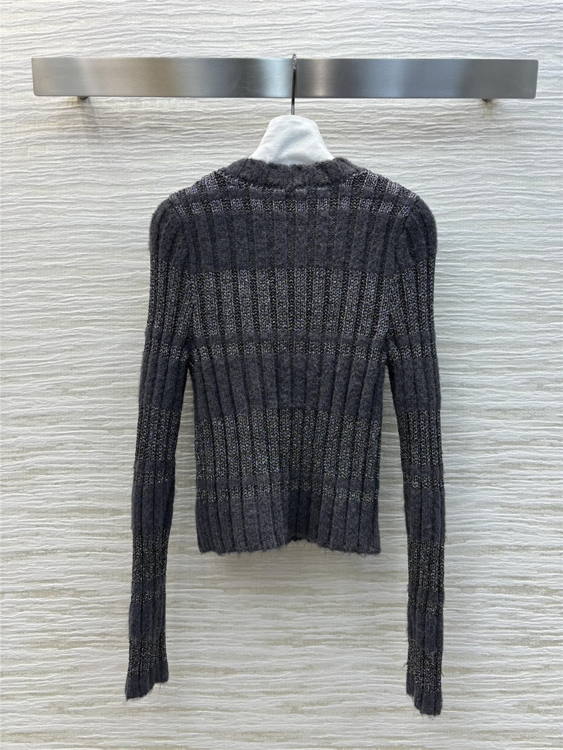 Miu Miu Ribbed-Knit Pullover Sweater in Grey