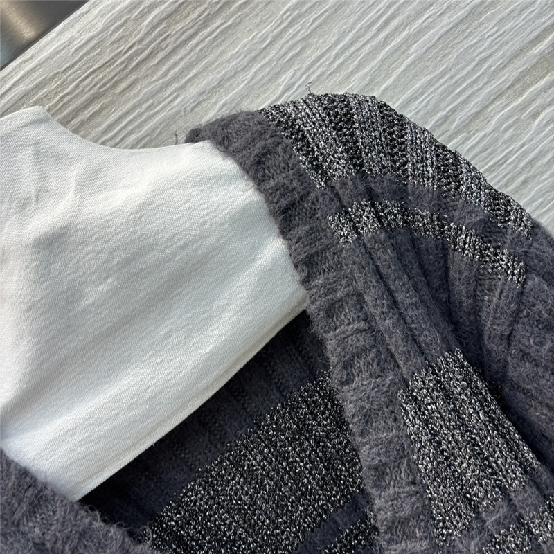 Miu Miu V-neck Rib Wool Cardigan in Grey