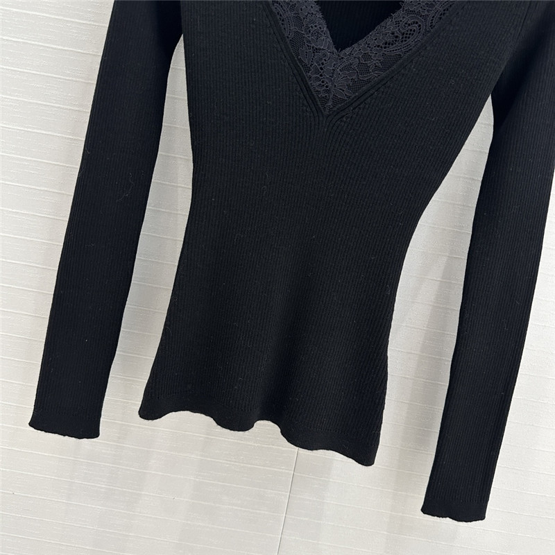 Va1e*ntin0 lace-trim wool sweater black