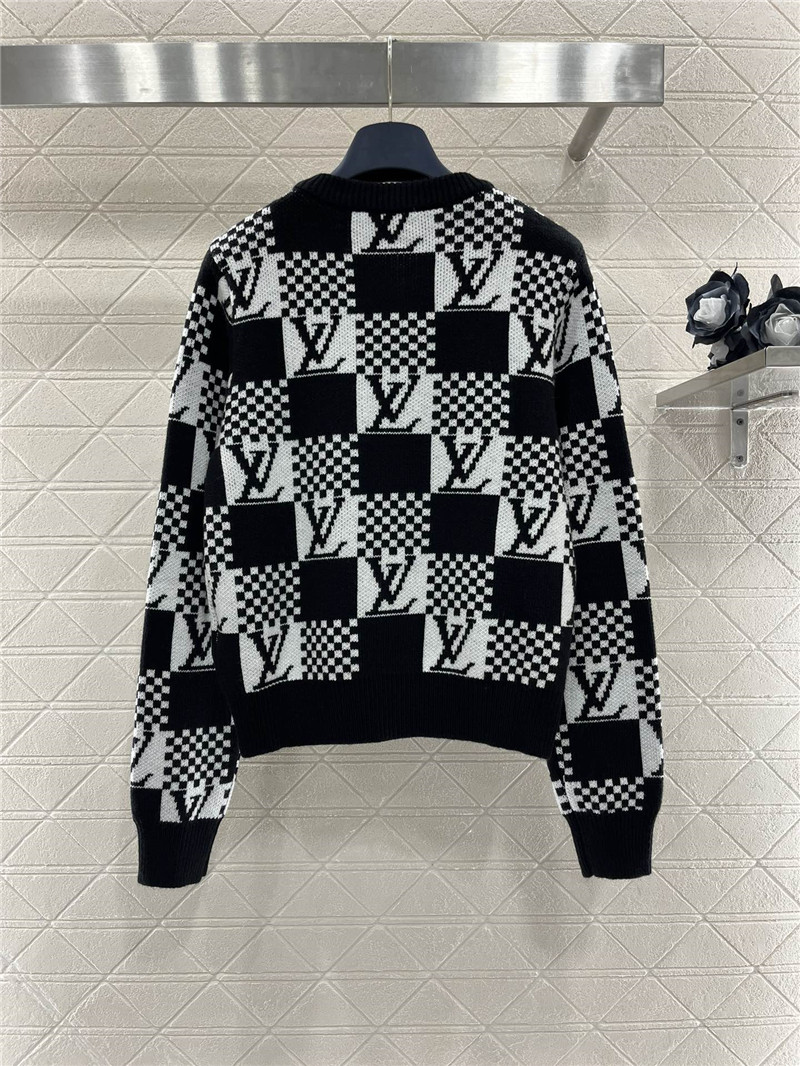 LV Check Wool Cardigan Black/White