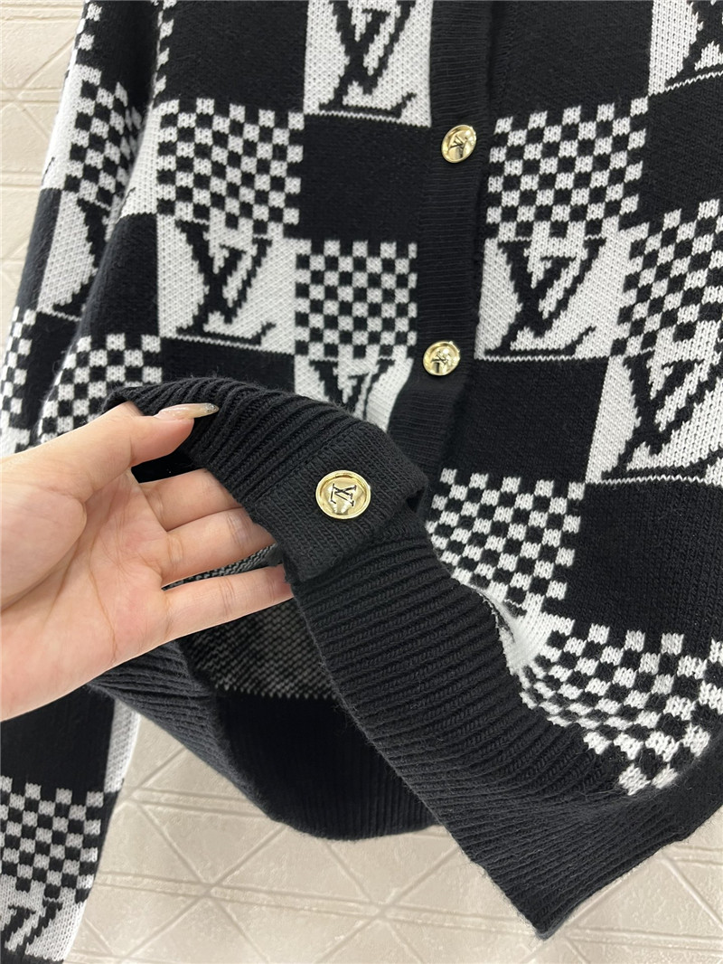 LV Check Wool Cardigan Black/White