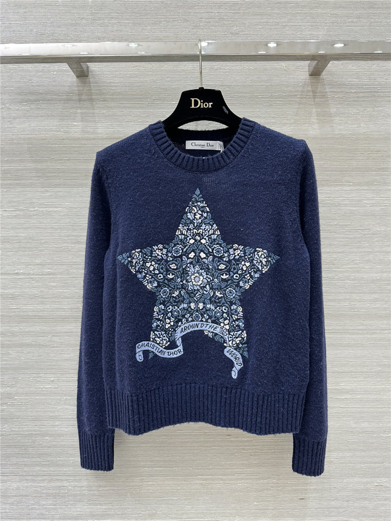 D10r embroidered wool sweater navy