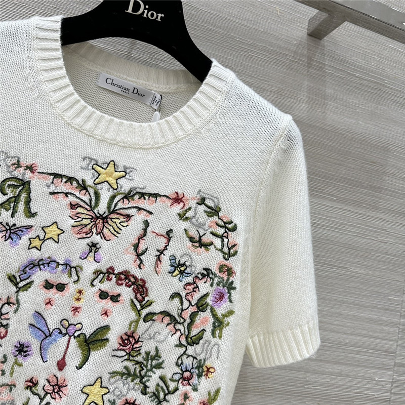 D10r multicolor short sleeve knit top white