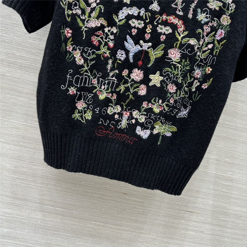 D10r multicolor short sleeve knit top black