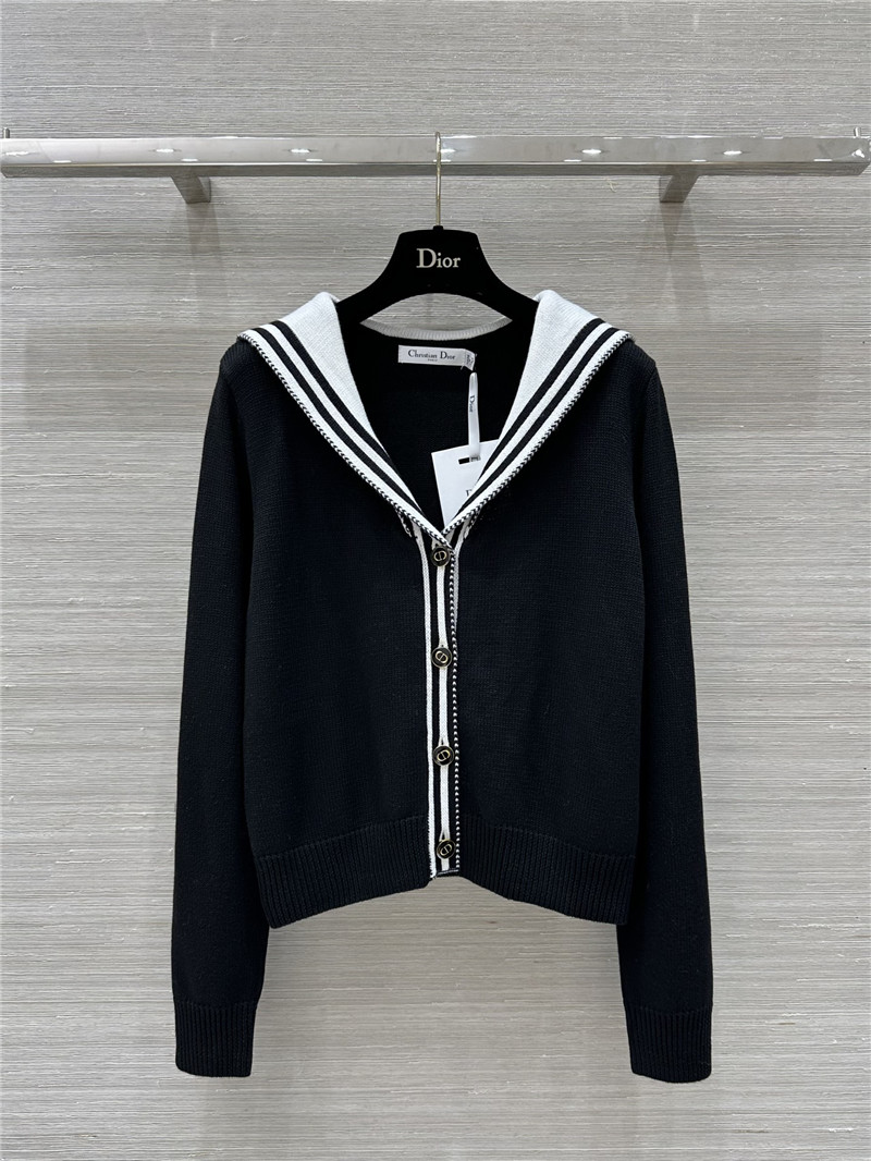 D10r sailor collar wool cardigan navy