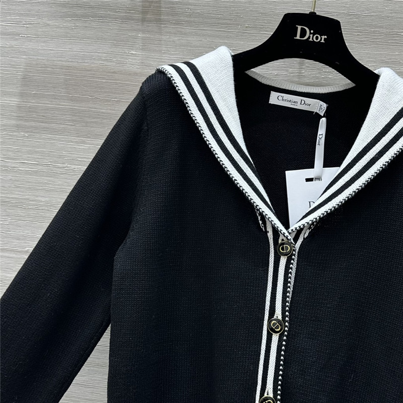 D10r sailor collar wool cardigan navy