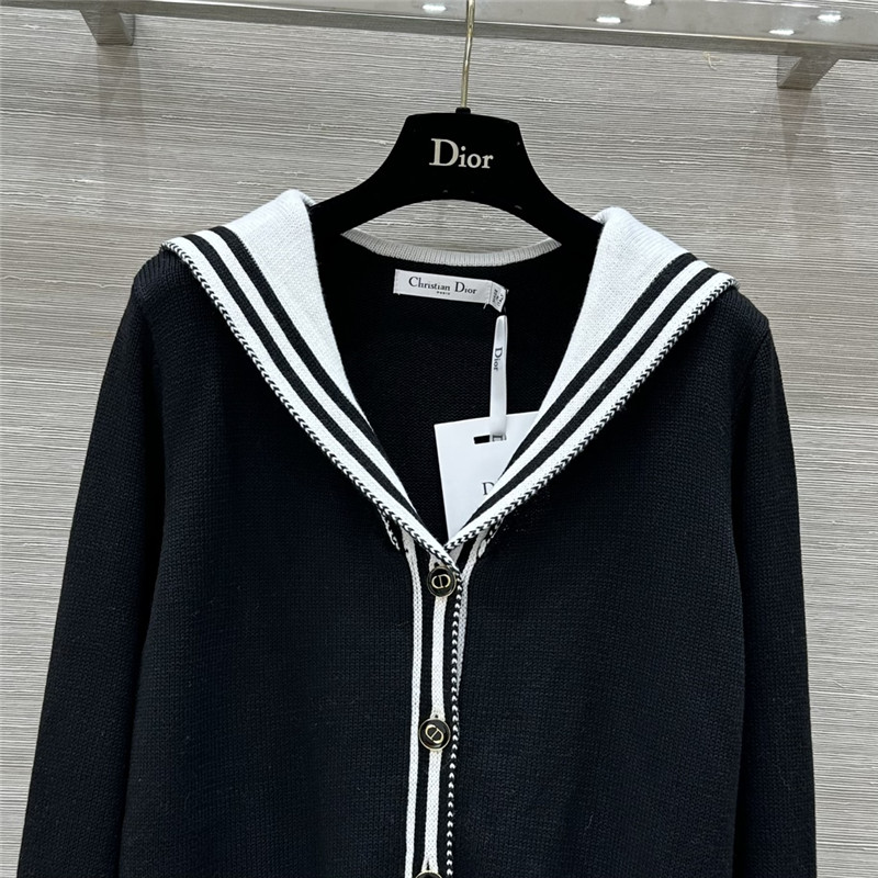 D10r sailor collar wool cardigan navy