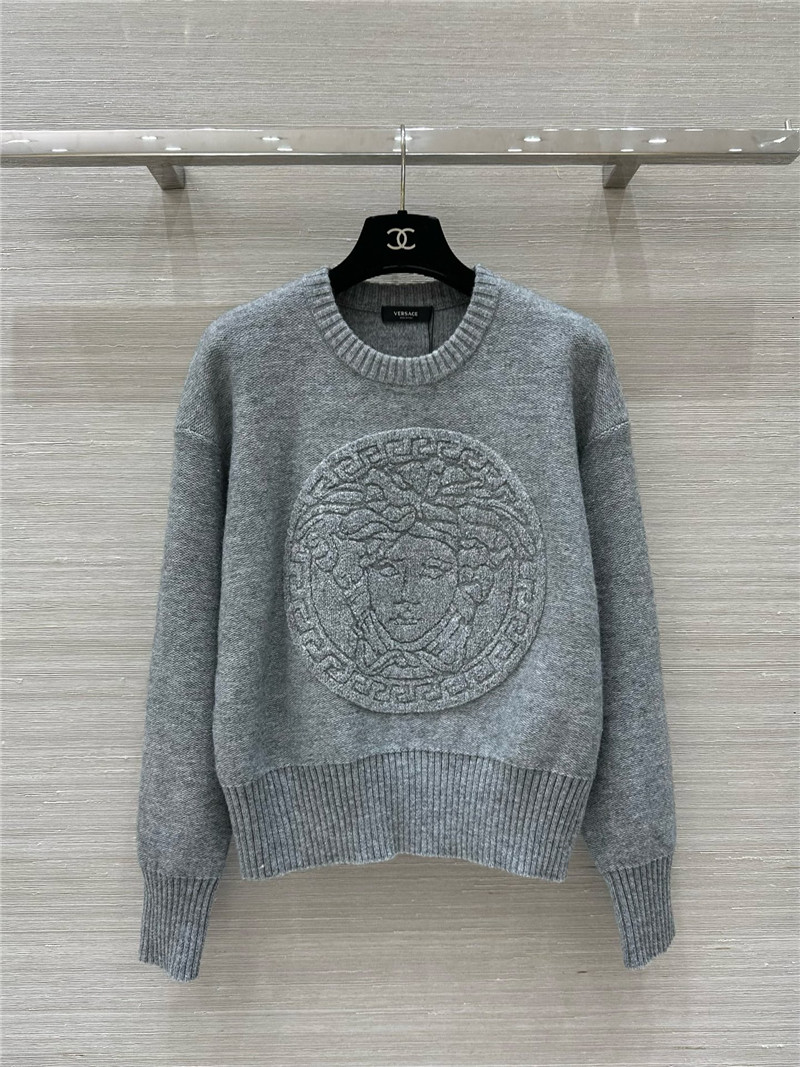 Versace Medusa Wool-Blend Sweater Grey