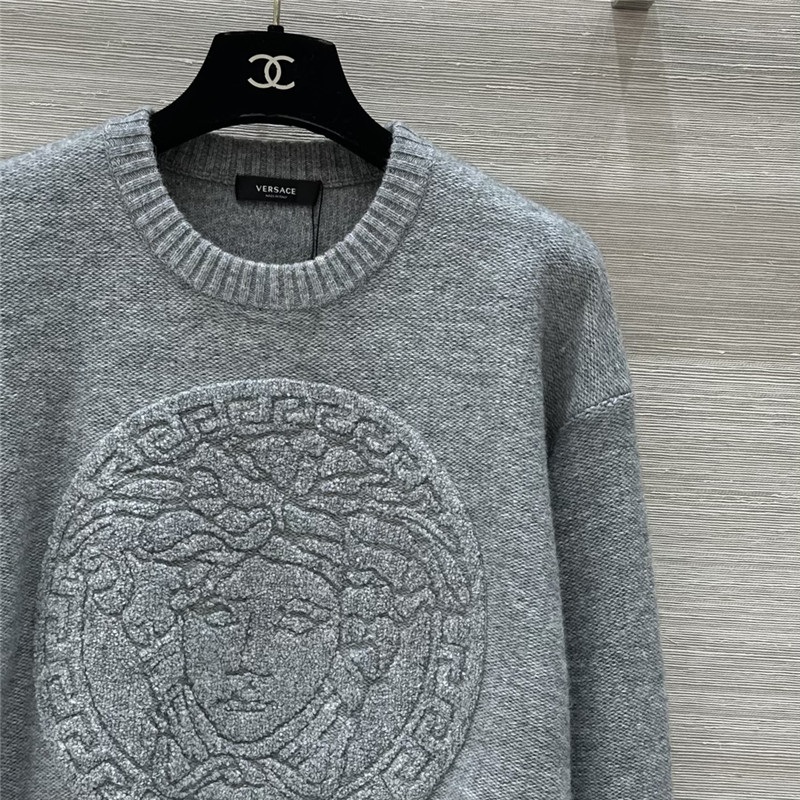 Versace Medusa Wool-Blend Sweater Grey