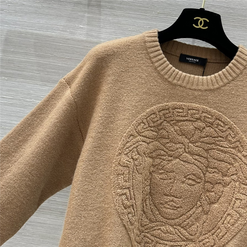 Versace Medusa Wool-Blend Sweater Beige