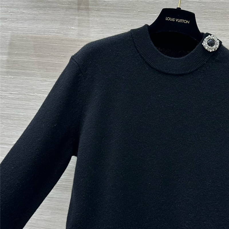LV Pin Cashmere Sweater in Black