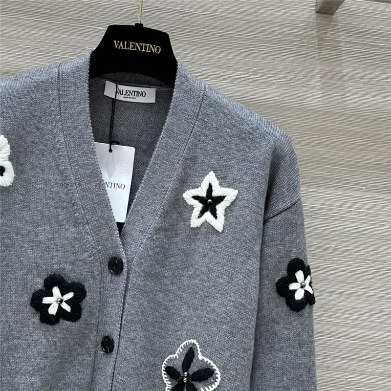 Va1e*ntin0 cropped floral cardigan grey