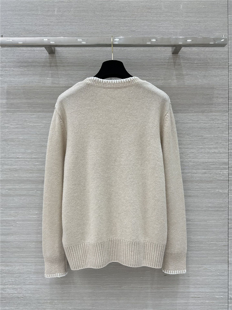 L0r0 P1ana trim beige cashmere sweater