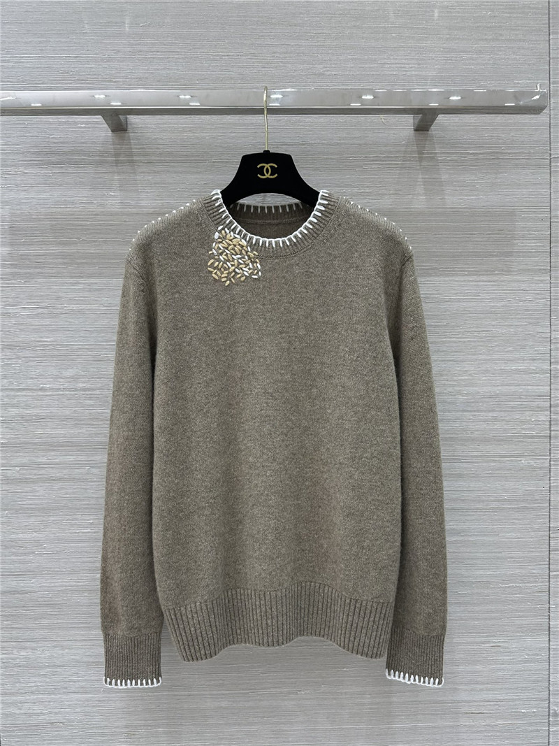 L0r0 P1ana trim cashmere sweater in grey