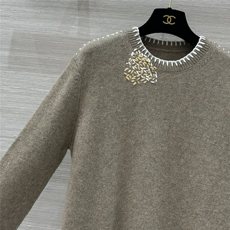 L0r0 P1ana trim cashmere sweater in grey
