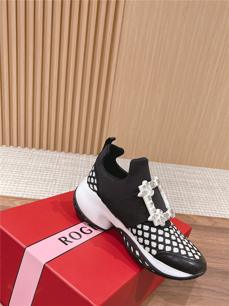 Roger Vivier Black Strass Buckle Sneakers