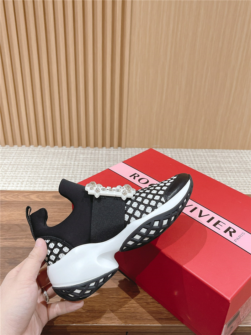 Roger Vivier Black Strass Buckle Sneakers
