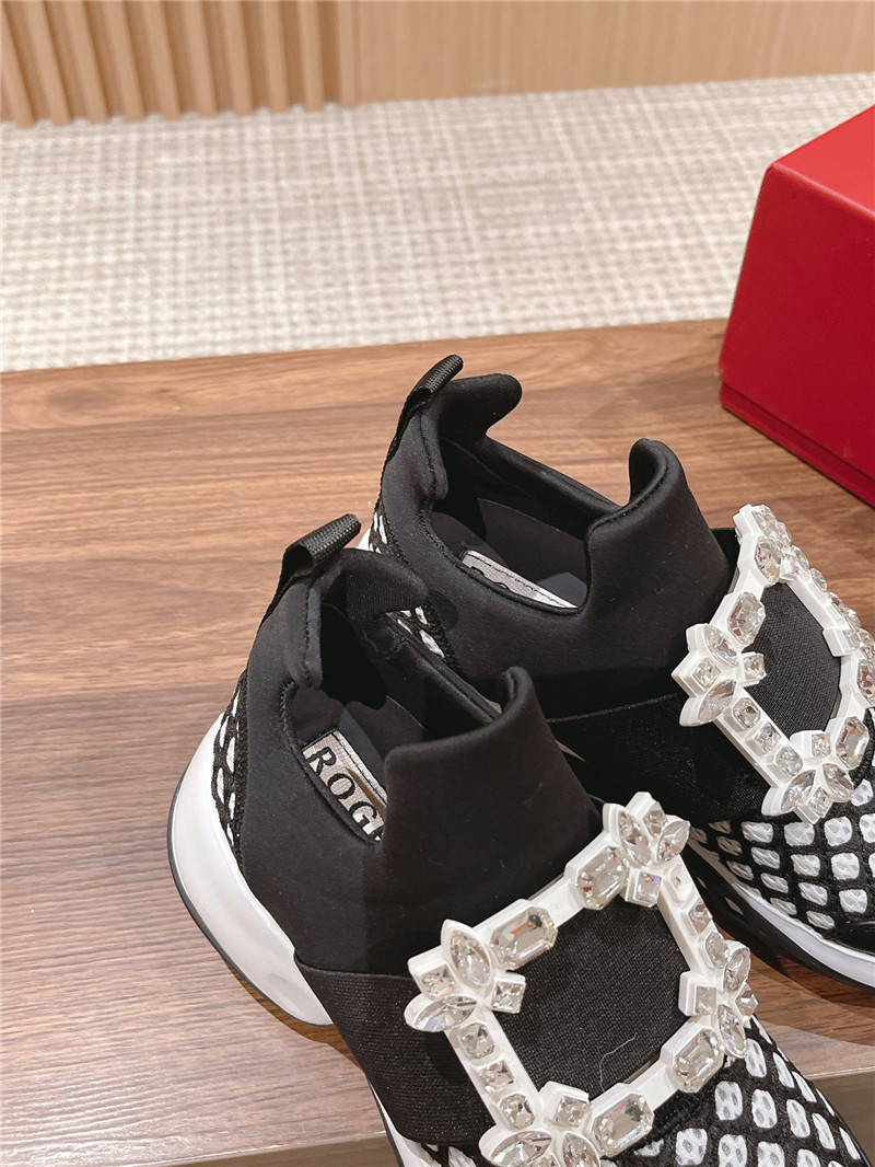 Roger Vivier Black Strass Buckle Sneakers