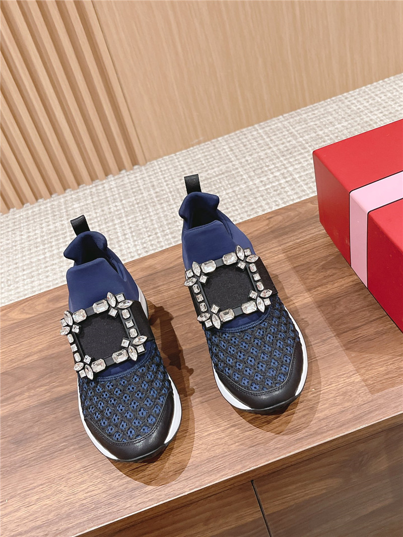 Roger Vivier Run Strass Buckle Sneakers in Blue