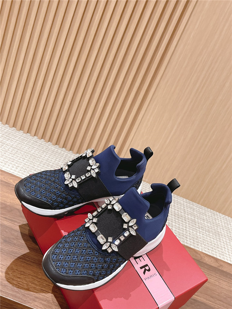 Roger Vivier Run Strass Buckle Sneakers in Blue