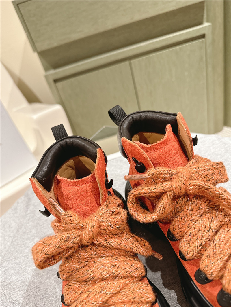 D10r orange lace-up high-top ankle boots