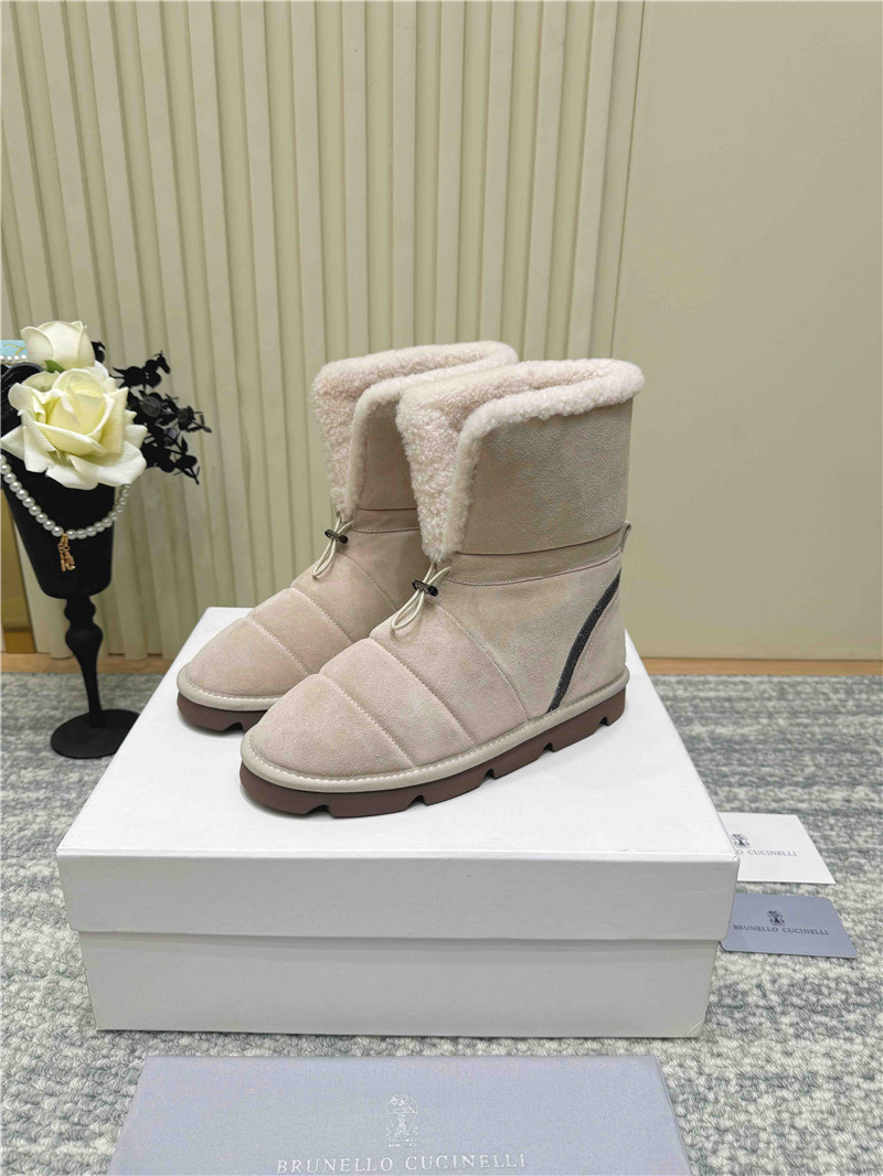 BC Beige Suede Leather Snow Boots