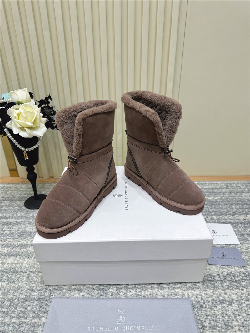 BC Suede Wool Snow Boots Brown