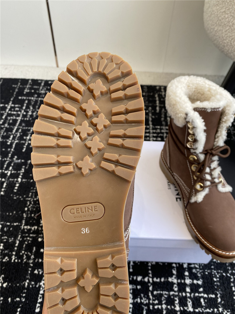 Ce1i*e kurt lace-up calfskin mid boot in brown