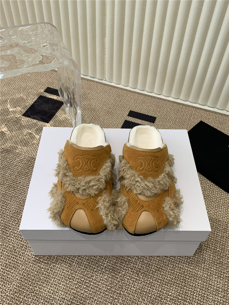 Ce1i*e brown suede and shearling mules