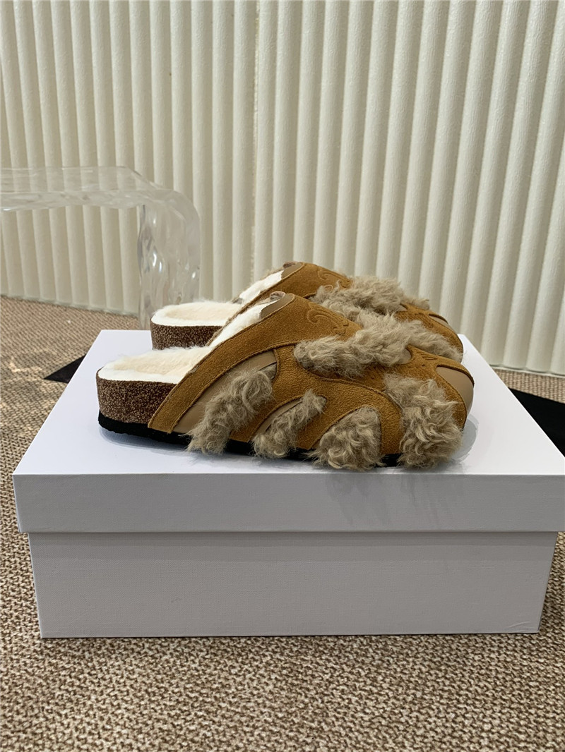 Ce1i*e brown suede and shearling mules