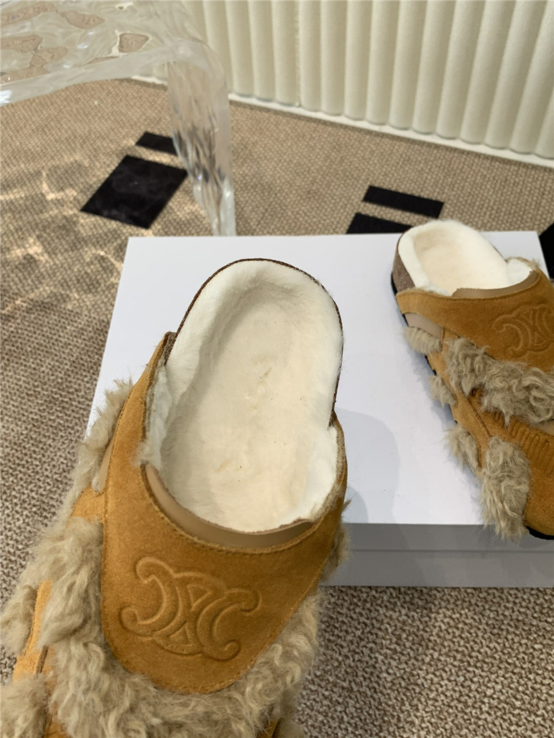 Ce1i*e brown suede and shearling mules