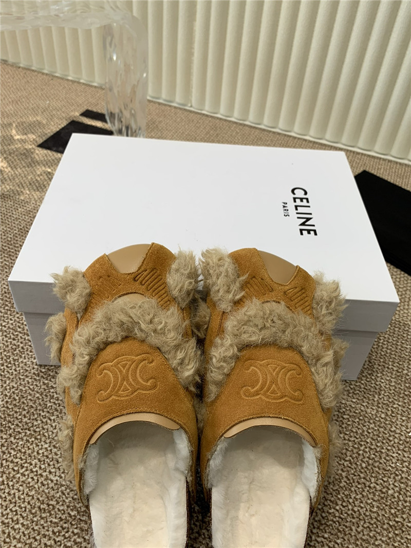 Ce1i*e brown suede and shearling mules