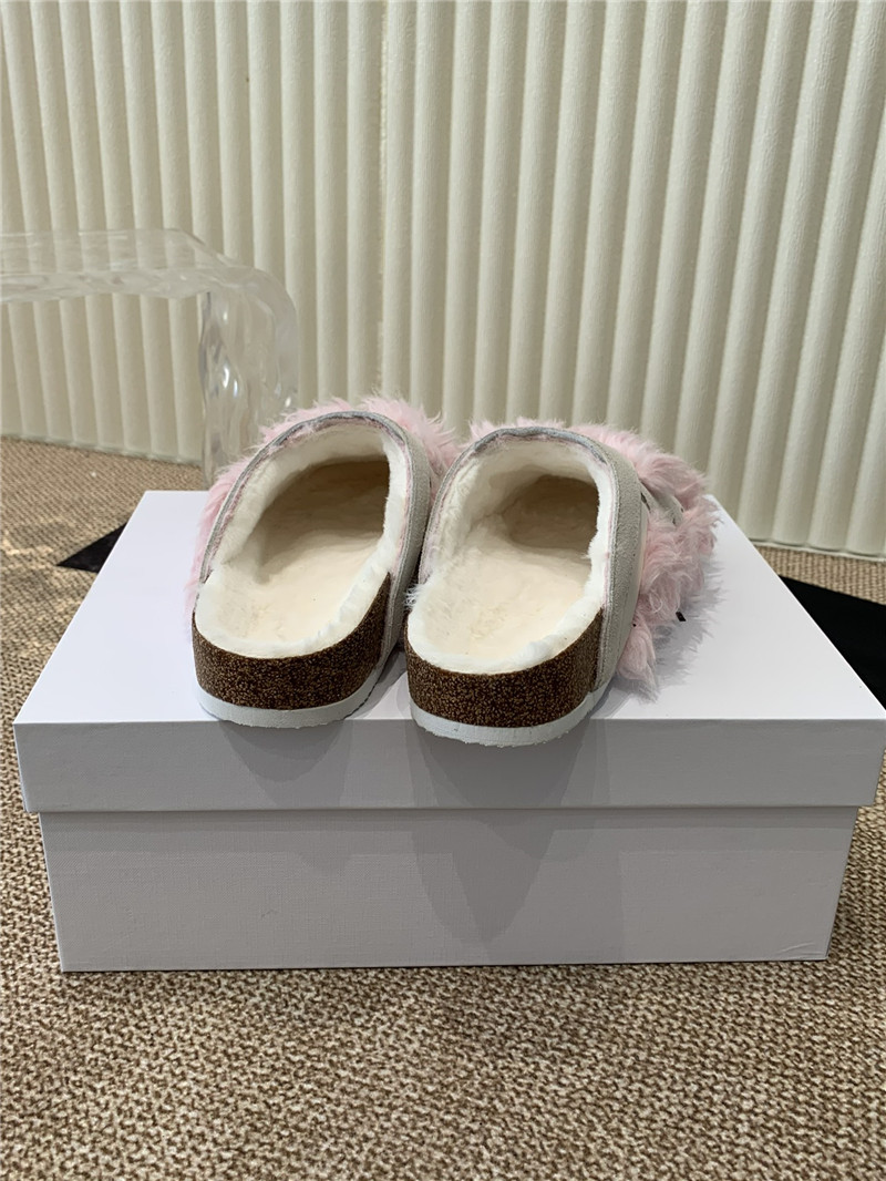 Ce1i*e suede and shearling fur mules grey/pink