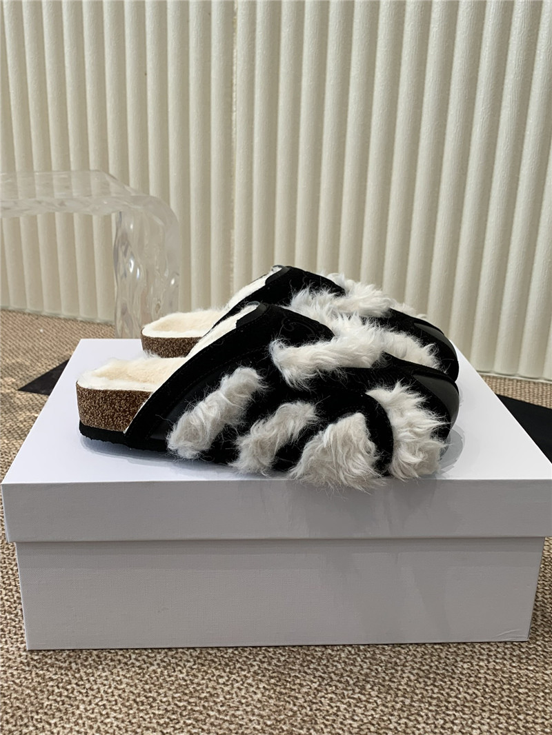 Ce1i*e suede and shearling fur mules black/white