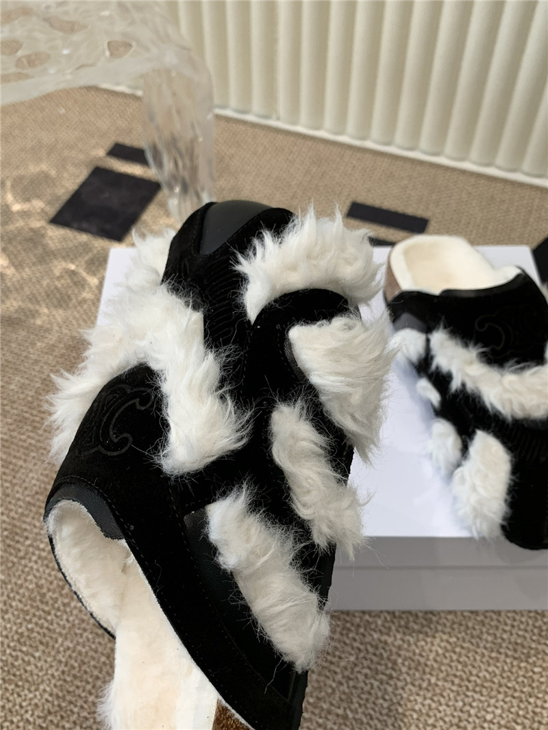 Ce1i*e suede and shearling fur mules black/white