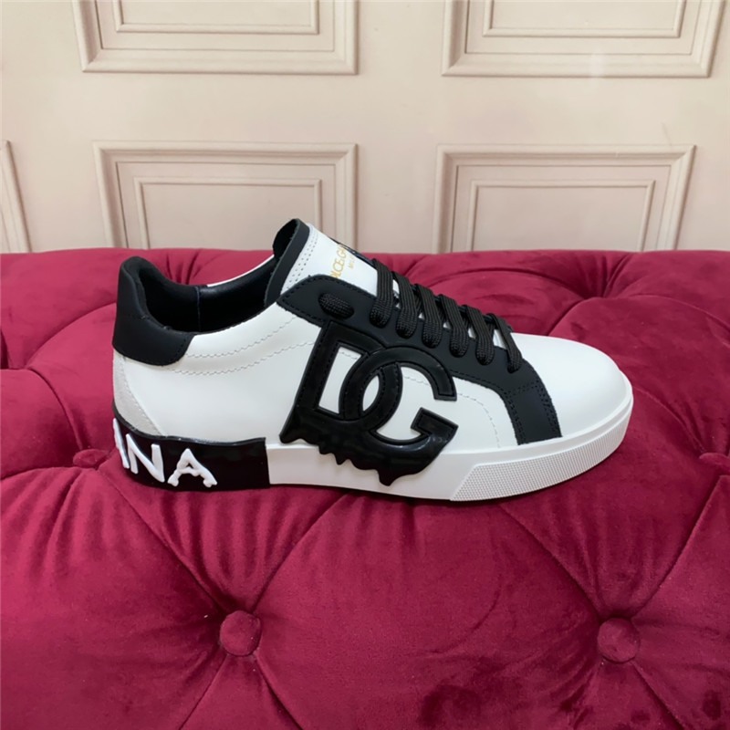 Dolce & Gabbana D&G White Black Logo Low Top Sneakers