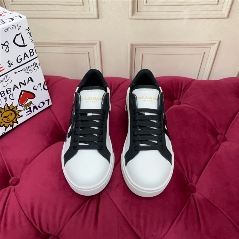 Dolce & Gabbana D&G White Black Logo Low Top Sneakers