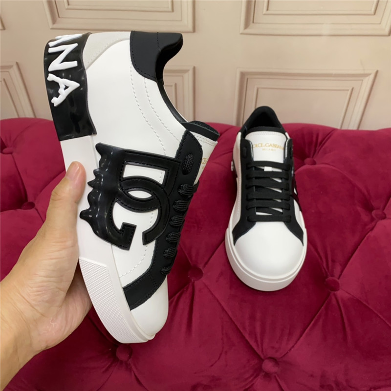 Dolce & Gabbana D&G White Black Logo Low Top Sneakers