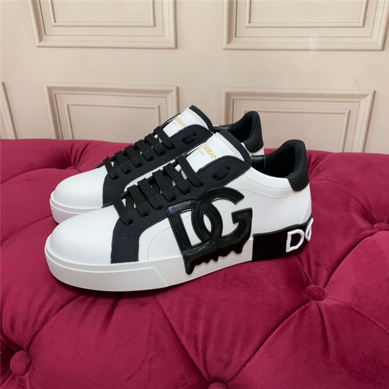 Dolce & Gabbana D&G White Black Logo Low Top Sneakers