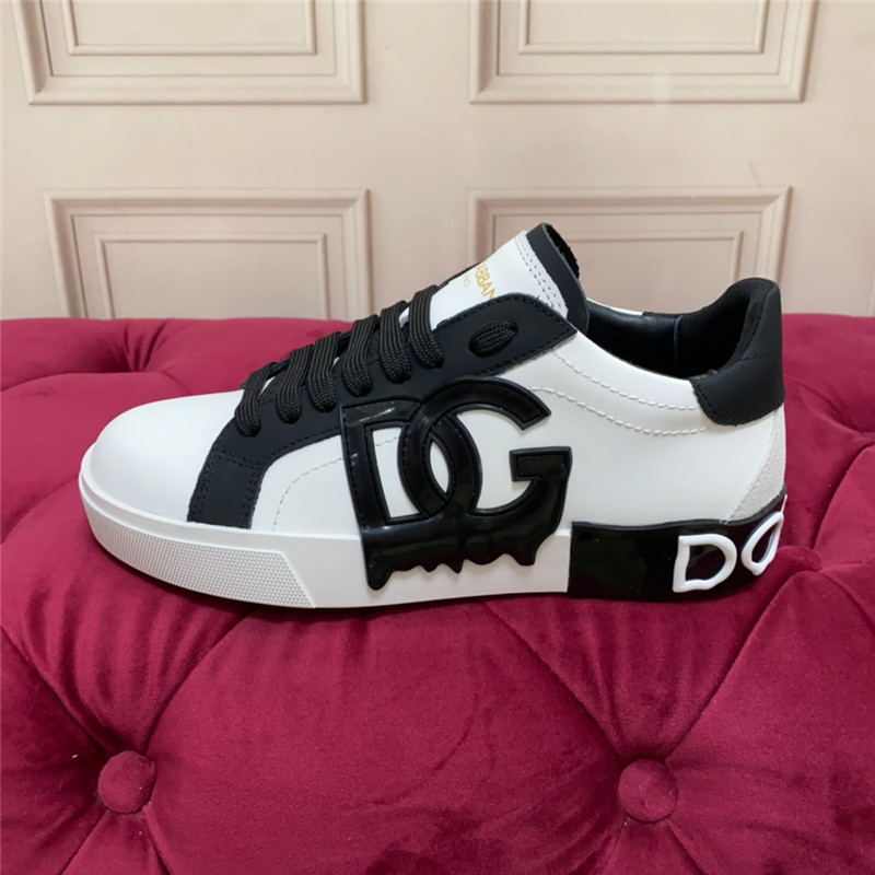 Dolce & Gabbana D&G White Black Logo Low Top Sneakers