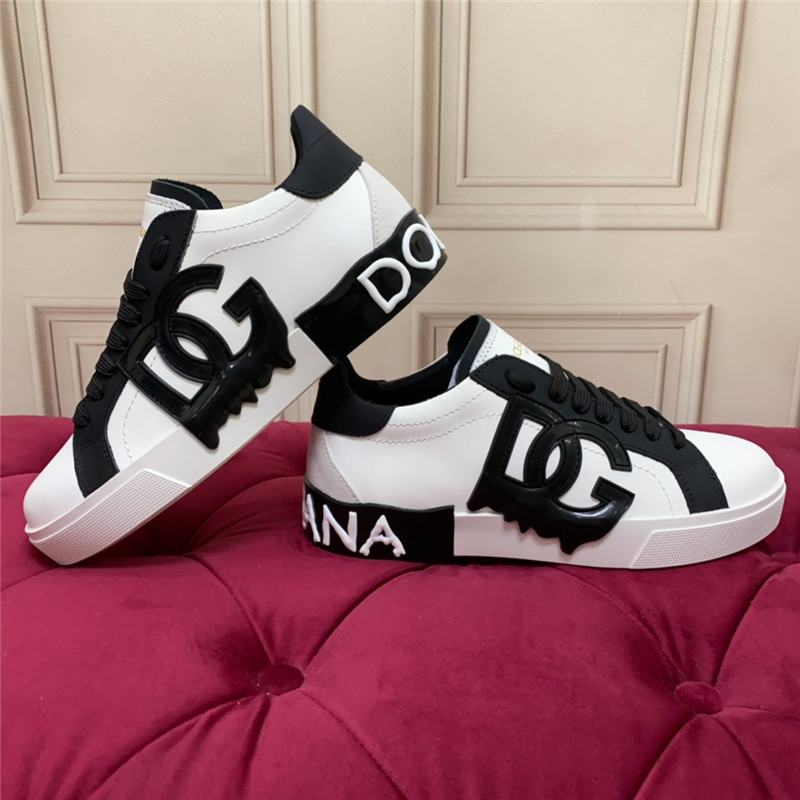 Dolce & Gabbana D&G White Black Logo Low Top Sneakers
