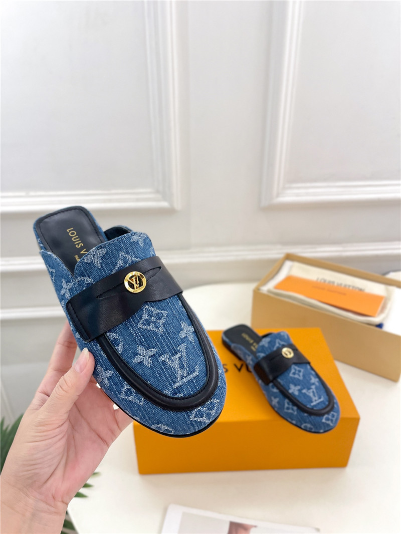 LV Soho Open Back Loafers Monogram Canvas