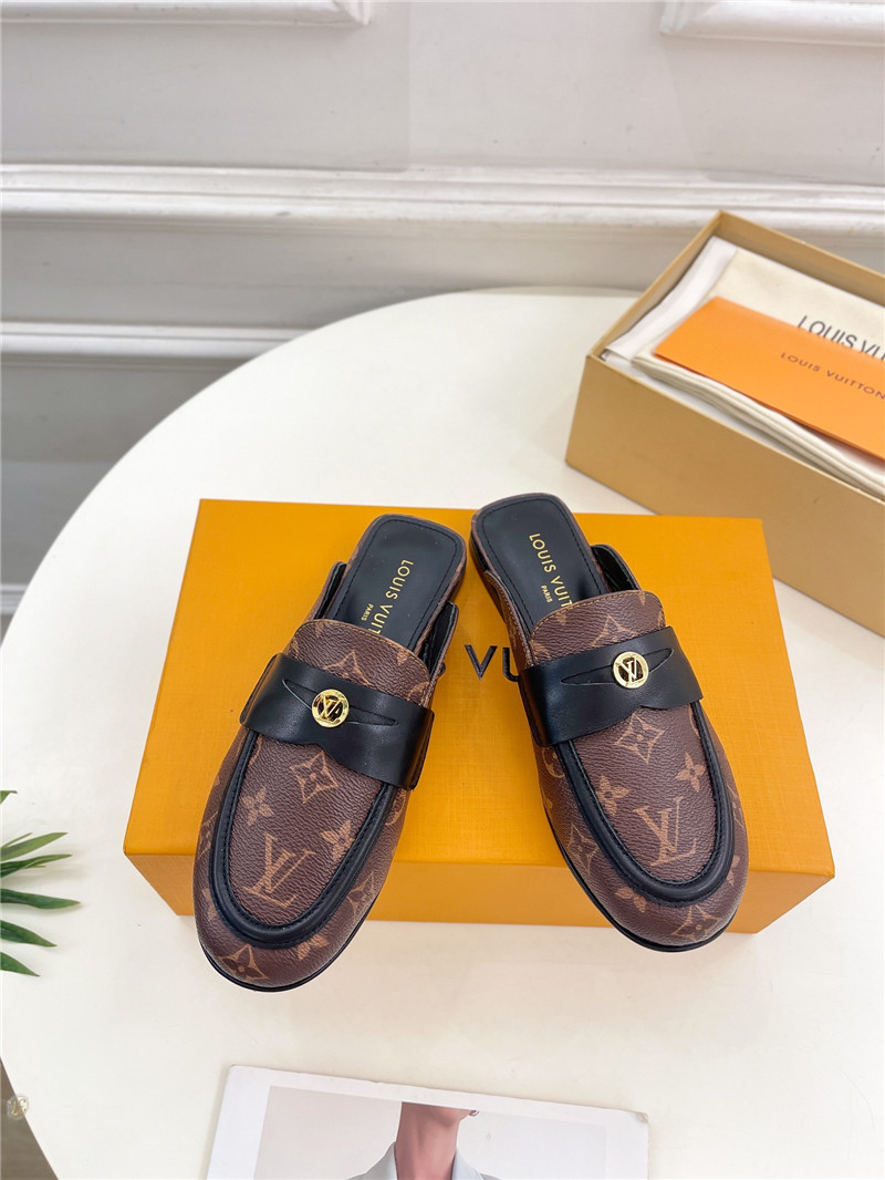 LV Soho Open Back Loafers Monogram Leather