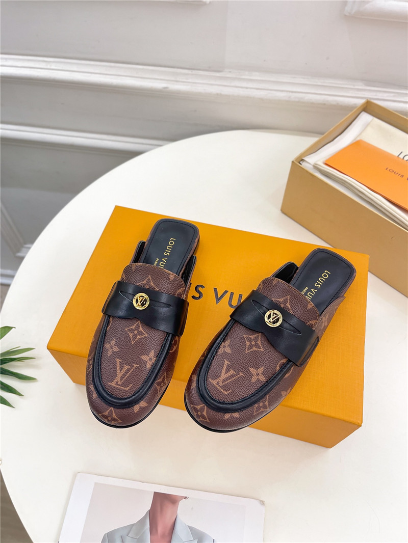 LV Soho Open Back Loafers Monogram Leather