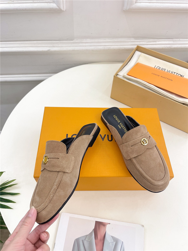 LV Soho Open Back Loafers Quartz Suede