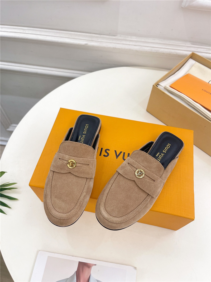 LV Soho Open Back Loafers Quartz Suede